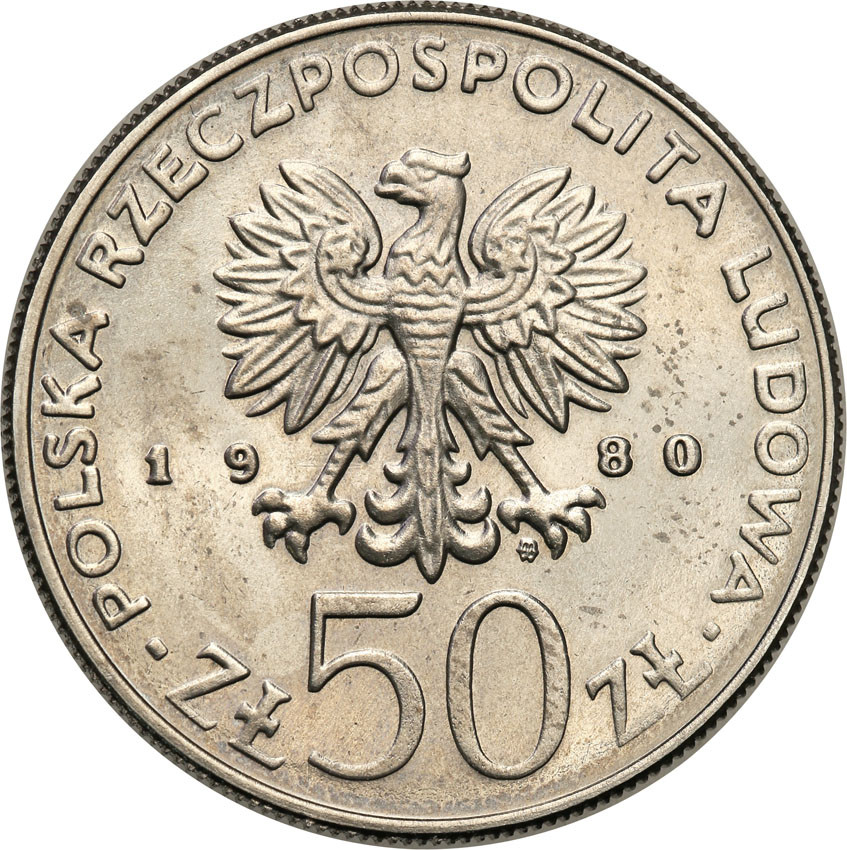 PRL. PRÓBA Nikiel 50 złotych 1980 Odnowiciel
